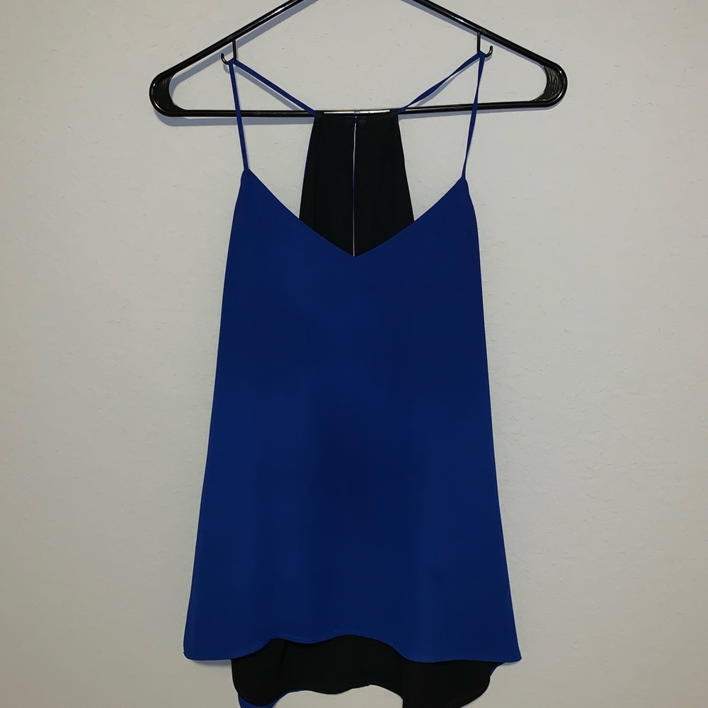 Bright blue string tank top